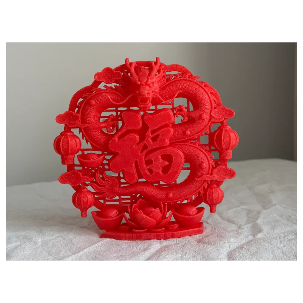 New Year Lucky Dragon Decor Wall Hanging Tabletop Minimal Support Red Gold Dragon