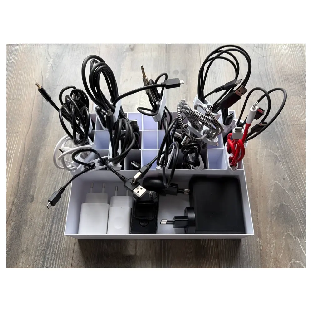 Cable Organizer 30 Compartment Box Power Adapter Storage Bag Cable Management Wire Organizer