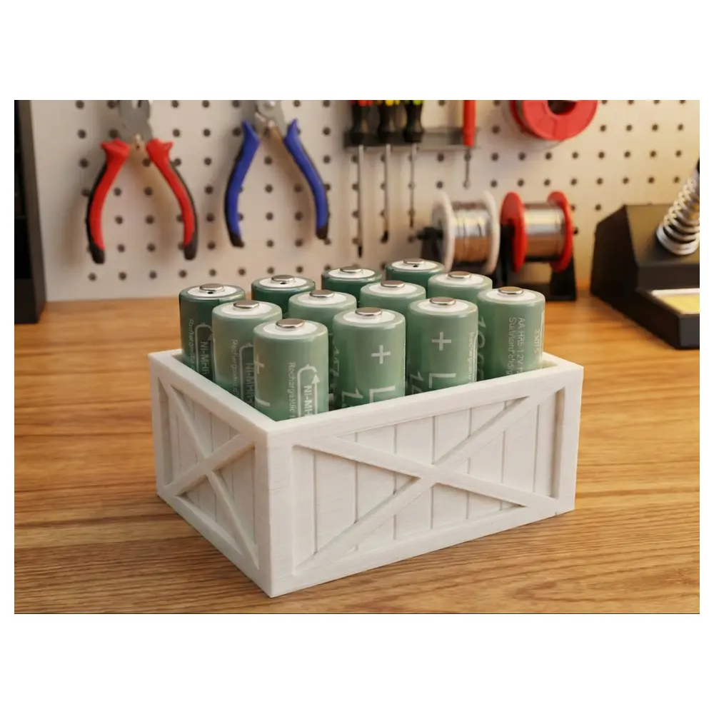 Wooden Battery Shelf Unit Any Storage Box Battery Holder Electronics Accessories Battery Storage