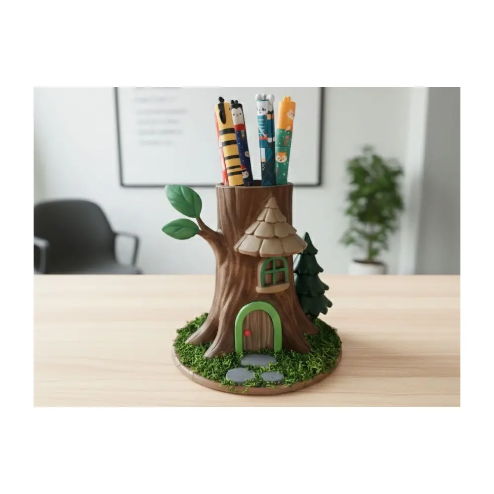 Fairy House Pen Holder Stand Desk Decor Creative Office Pen Organizer Support