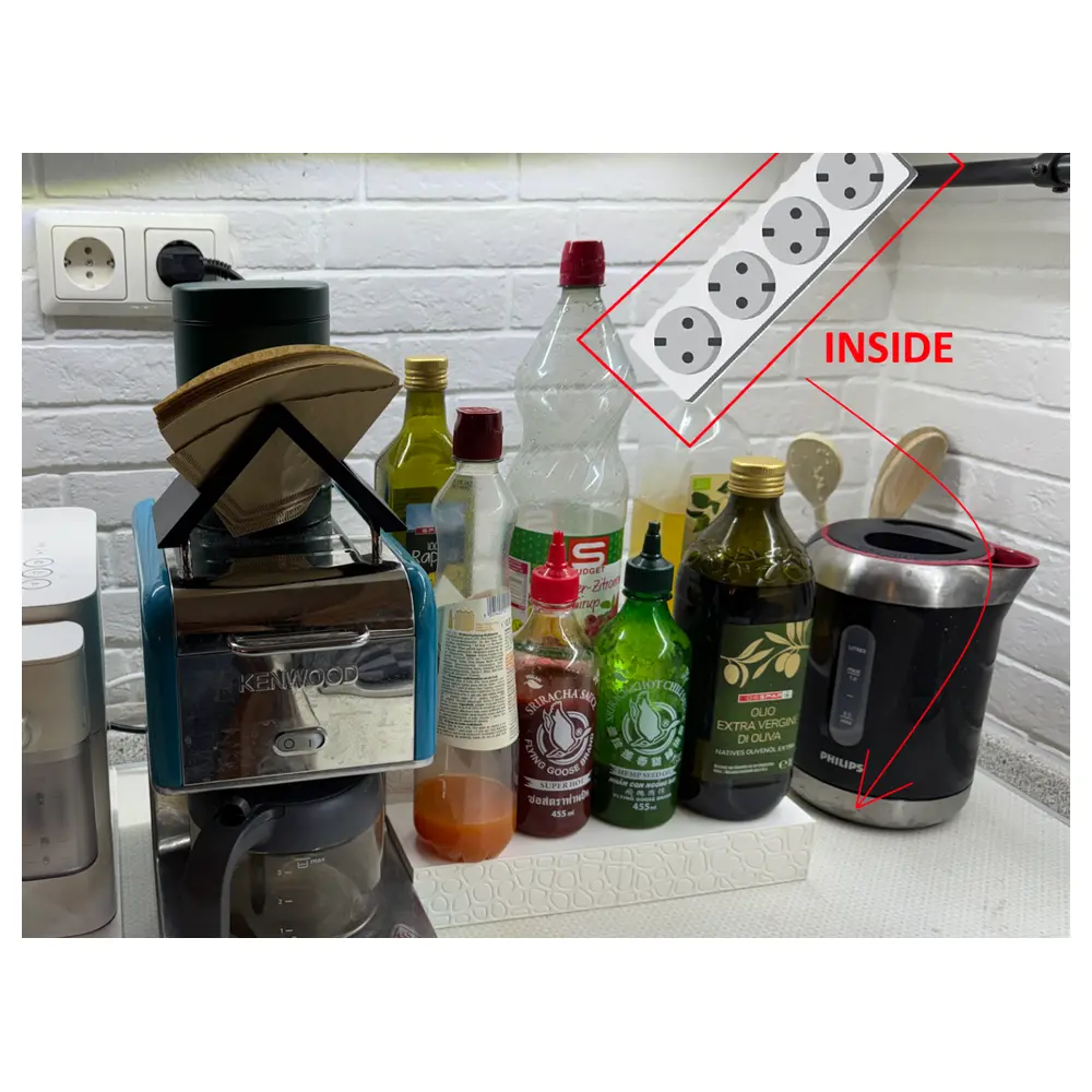 Kitchen Organizer Power Outlet Cord Set Multi Functional Organizer Electronics Charging Desk Storage Solutions