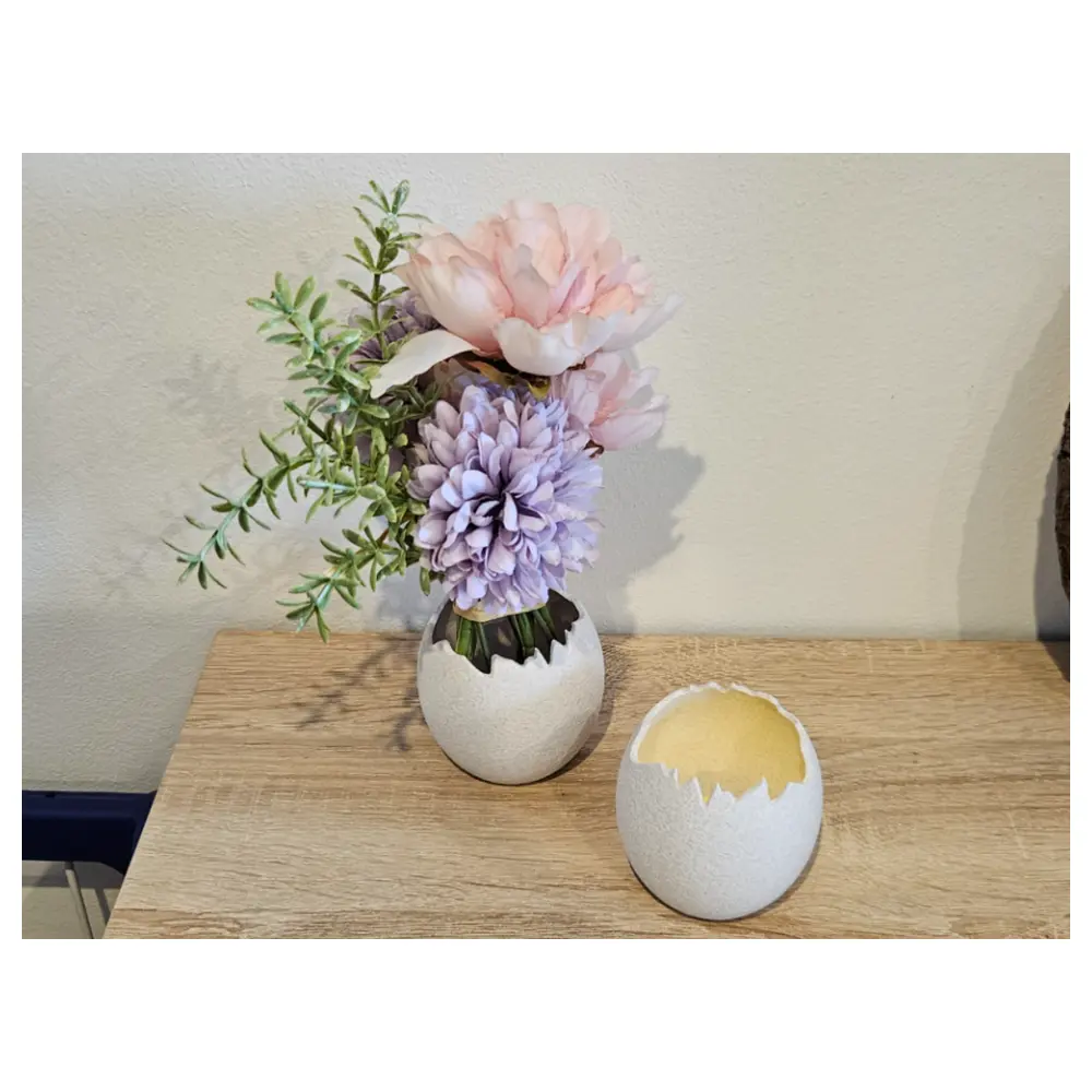 Cracked Easter Egg Candle Holder Decorative Vase Broken Egg Decor Easter Gift Candle Stand Cracked Floral Art