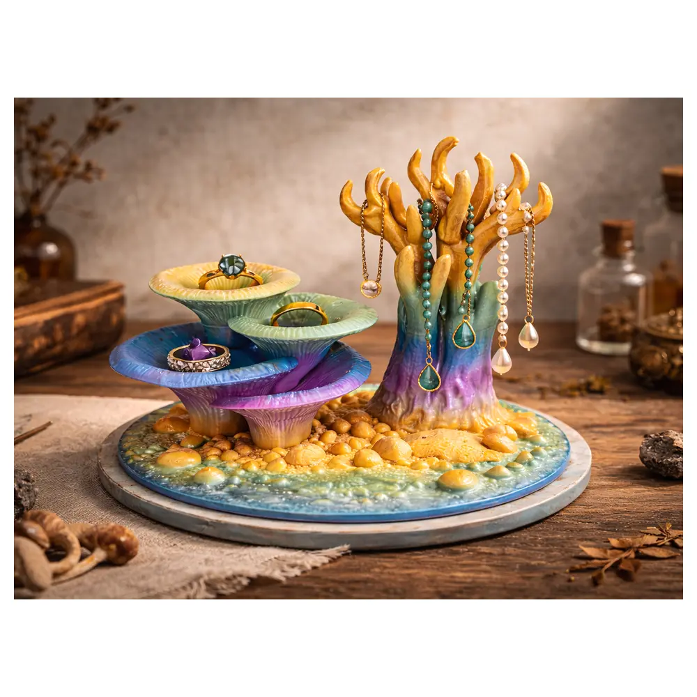 Blue Oyster Mushroom Coral Mushroom Jewelry Stand Display Rack Mushroom Decor Creative Home Ornament Coral Mushroom Display Storage