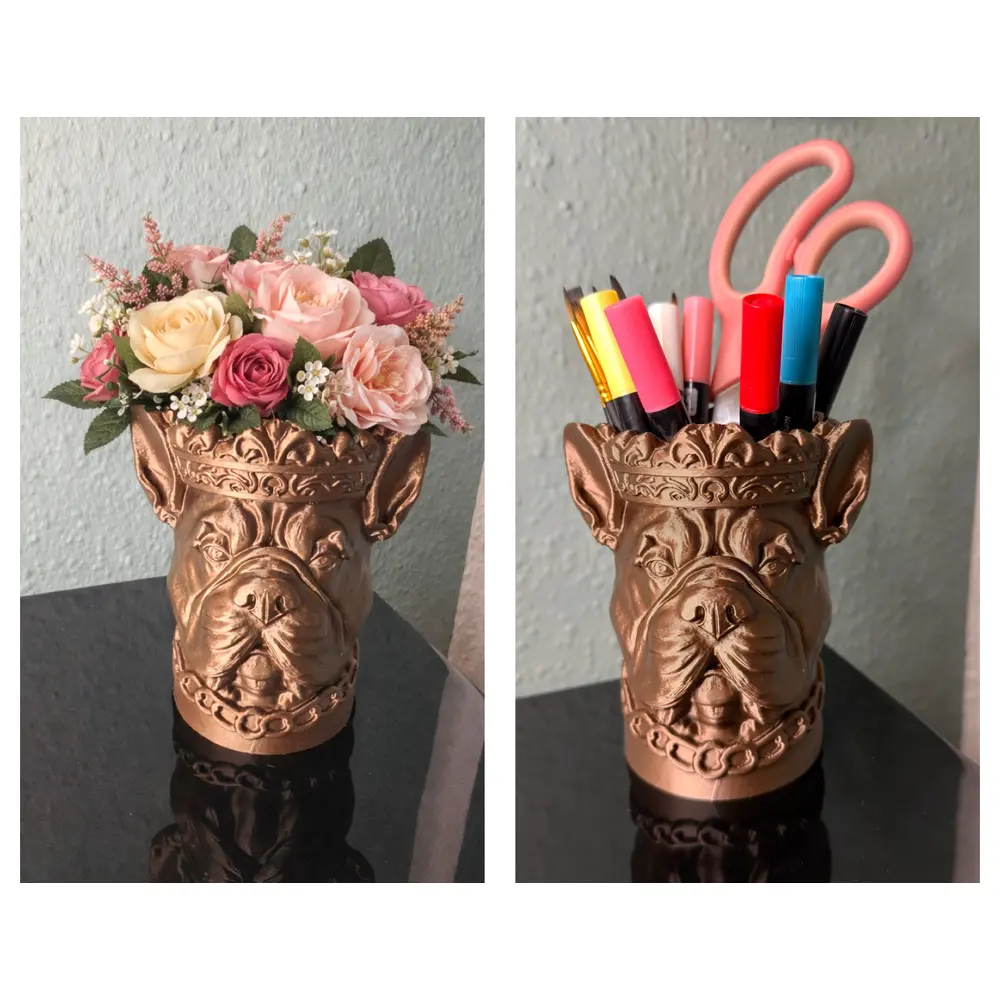 Bull Dog Multi Purpose Container Vase Pen Holder Desk Decor Creative Ornament Storage Solution
