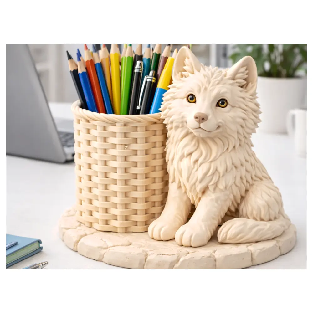 Cute Wolf Shaped Pencil Holder Decorative Desk Organizer Office Supplies Student Gift Multi Function Storage Box