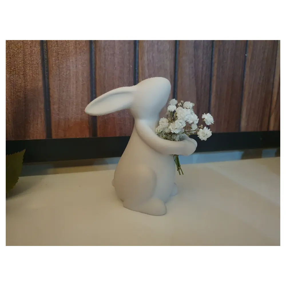 Dried Flower Easter Decoration Simple Rabbit Bunny Figurine Easter Small Rabbit Festive Decor
