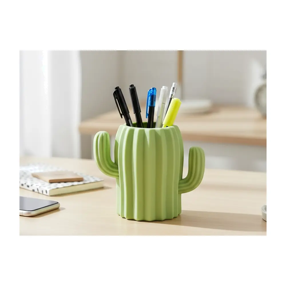 Cactus Pencil Holder Creative Home Decor Multi functional Storage Phone Stand Lazy Person Gadget