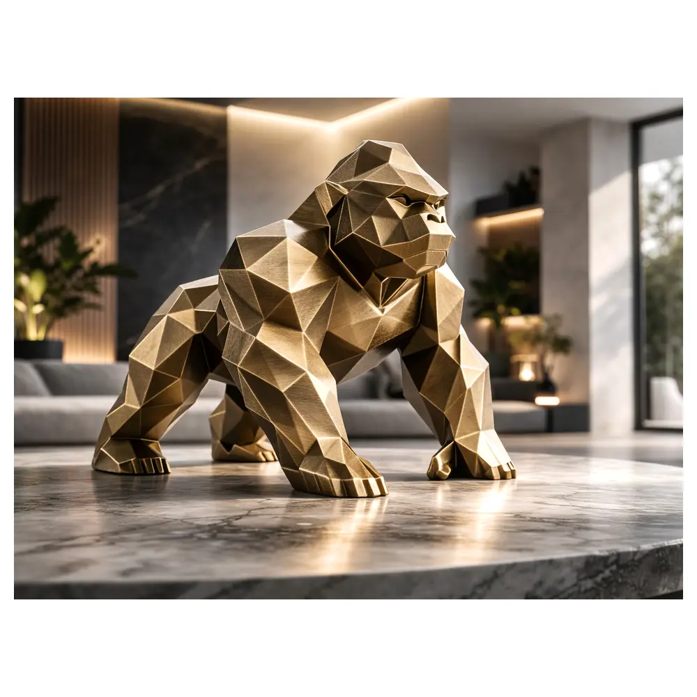 Gorilla Sculpture Modern Geometric Home Decor Abstract Art Decoration Placement Geometric Design