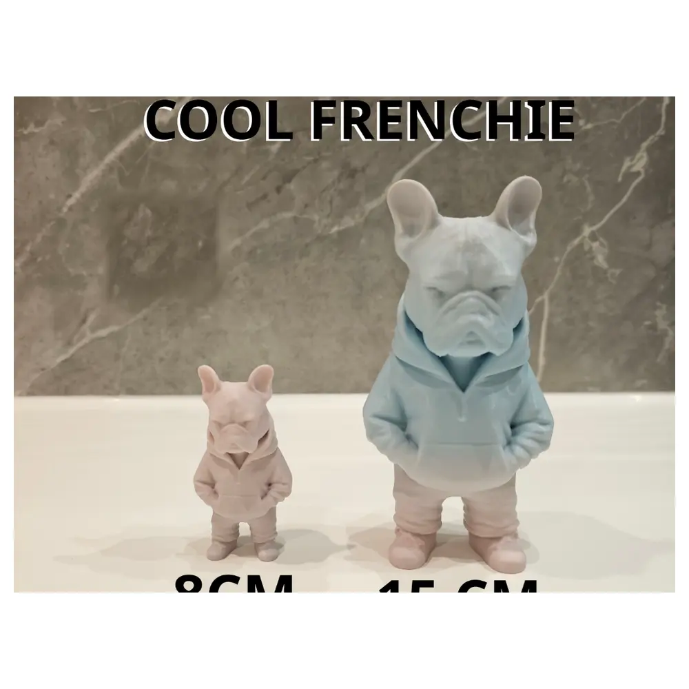 3D French Bulldog Sculpture Dog Wearing Hoodie Fashion Art Statue Decor Figure Gift