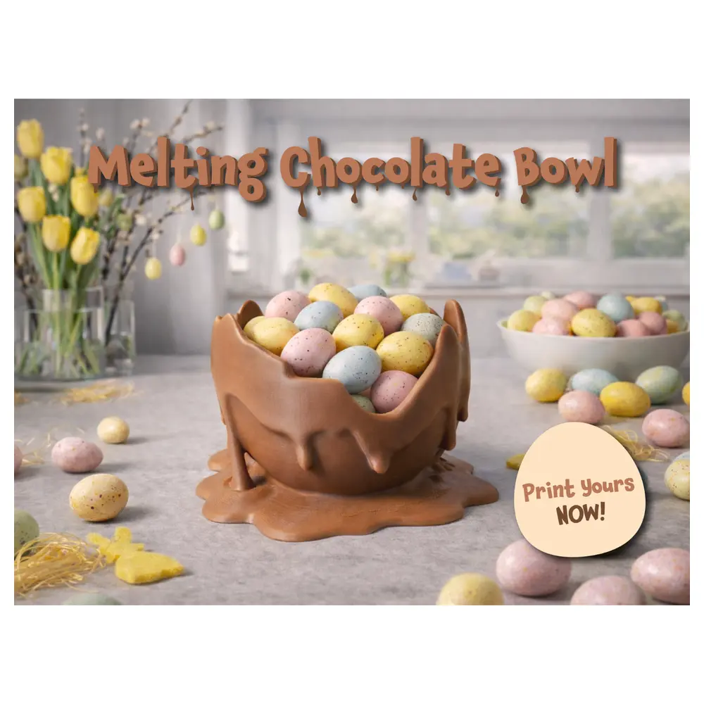 Realistic Melting Chocolate Bowl Print Easter Decoration Chocolate Festive Gift Christmas Decoration