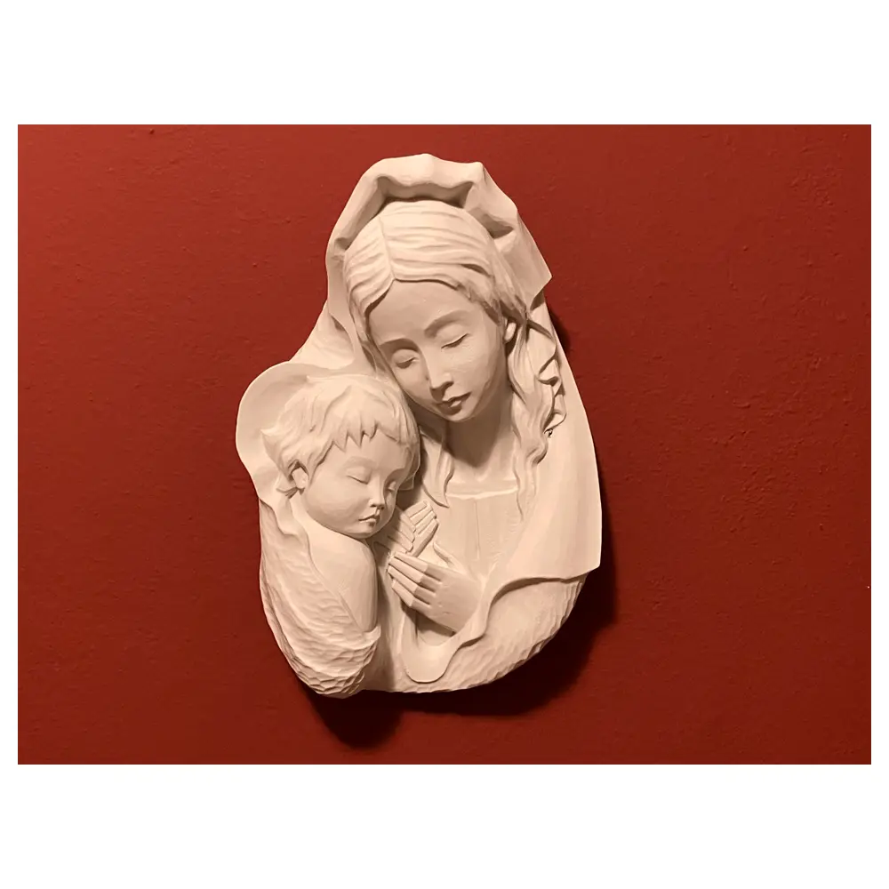 Wooden Mary and Child Statue Religious Carving Art Sculpture Decorative Wood Carving Religious