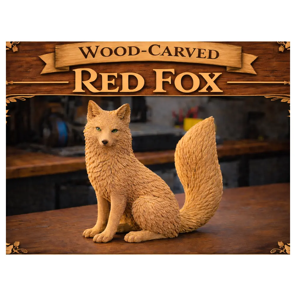 Wood Style Red Fox Decor Wall Art Modern Home Wall Hanging Decorative Painting Animal Art