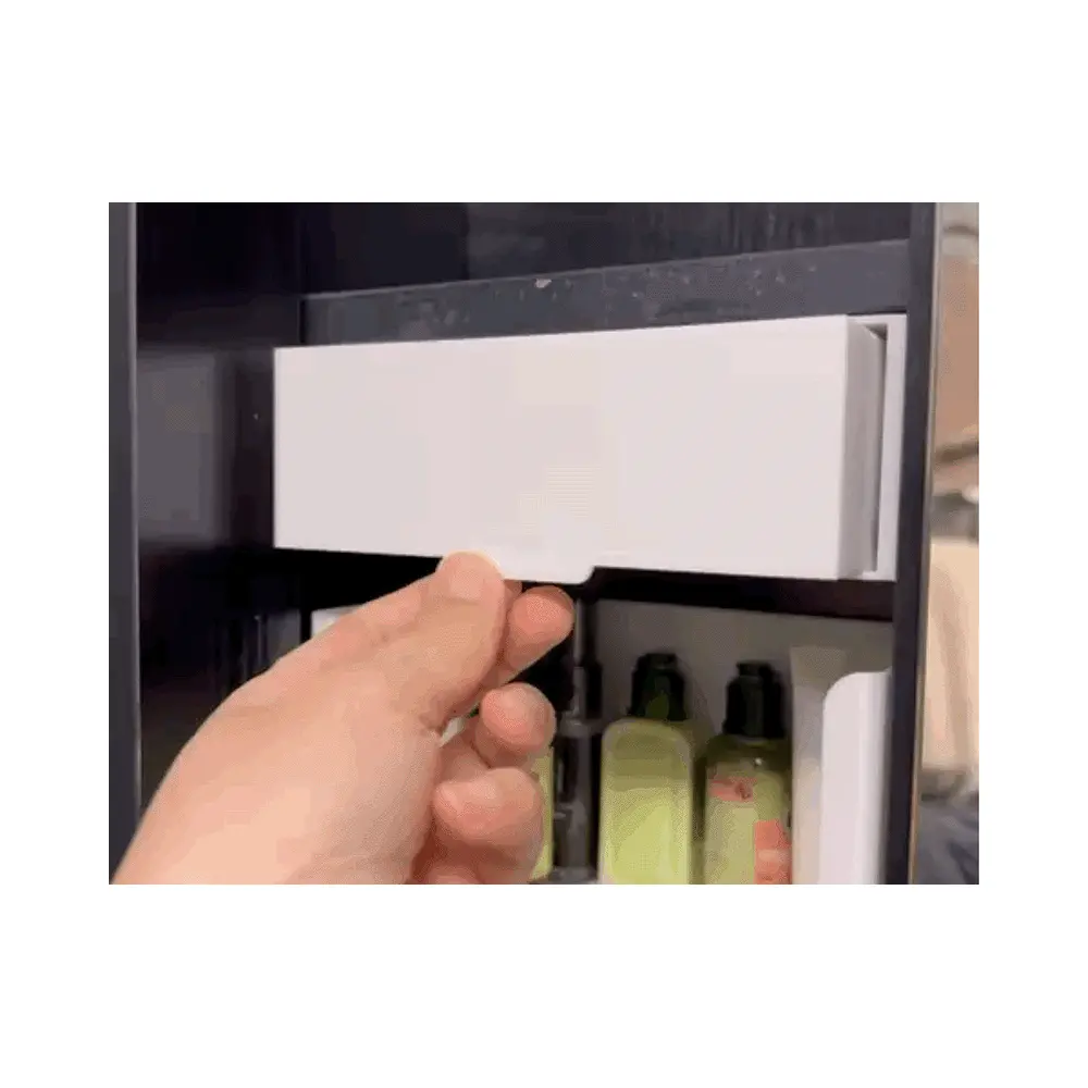 Storage Drawers Mirror Cabinet Upper Shelf Flip Down Space Maximizing Organizer