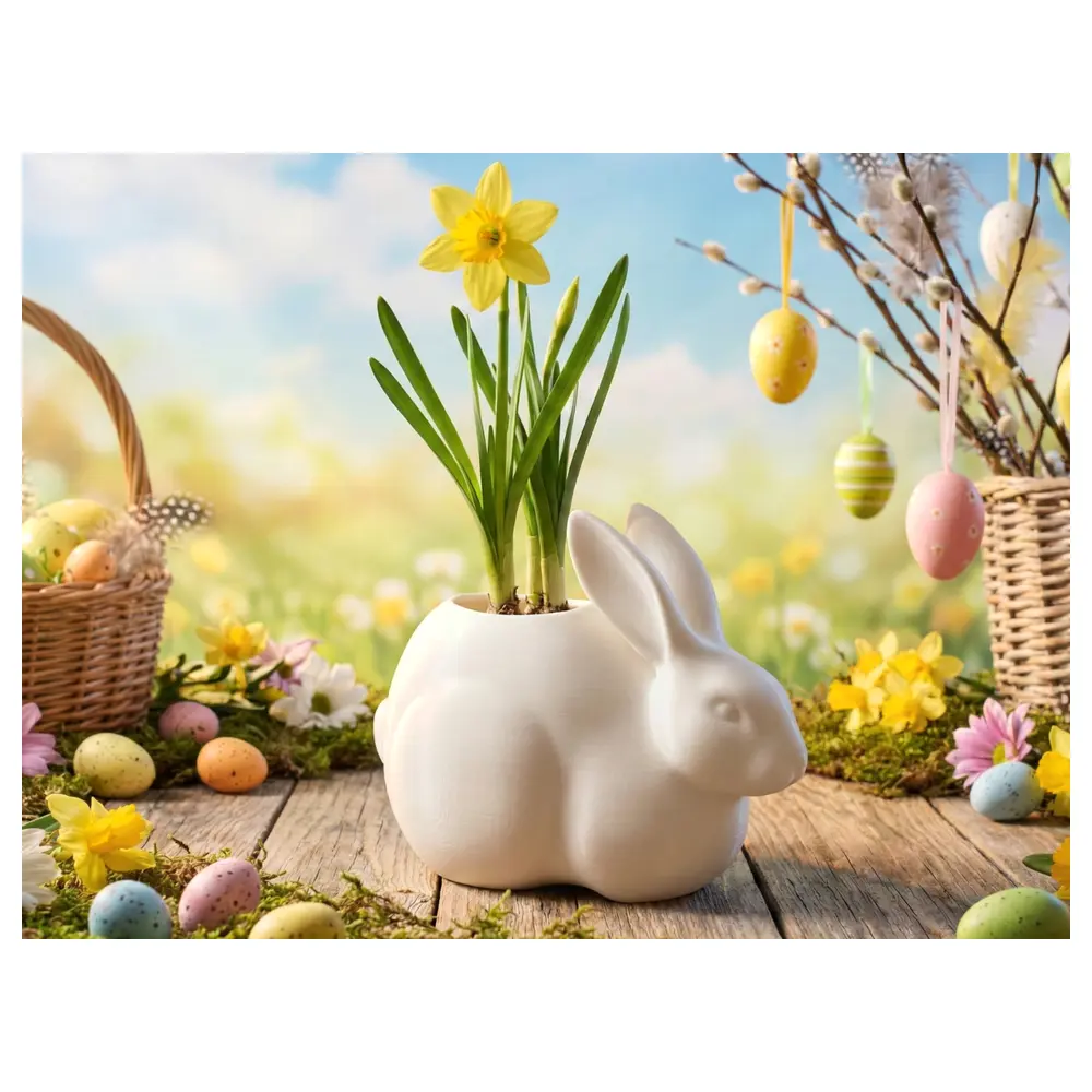 Cute Rabbit Planter Easter Decoration Bowl Flower Pot Festive Decor Creative Home Rabbit Figurine