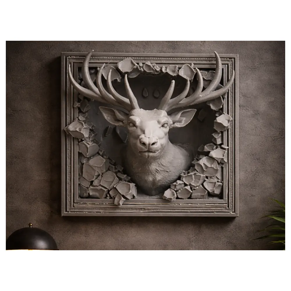 Deer Head Frame Wall Decor Artwork Painting Home Decoration Elegant Modern Wall Art