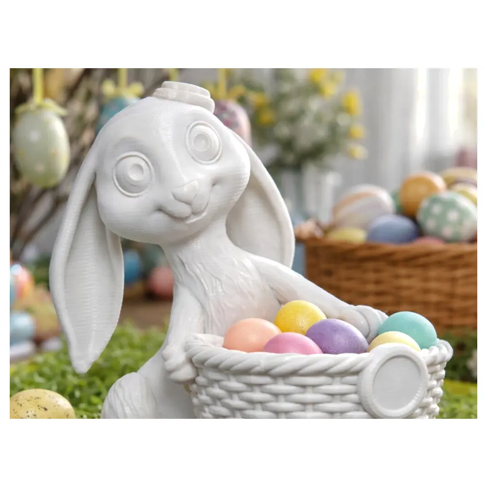 Easter Bunny Basket Toy Decoration Easter Gift Rabbit Figurine Festive Decor Spring Decorations