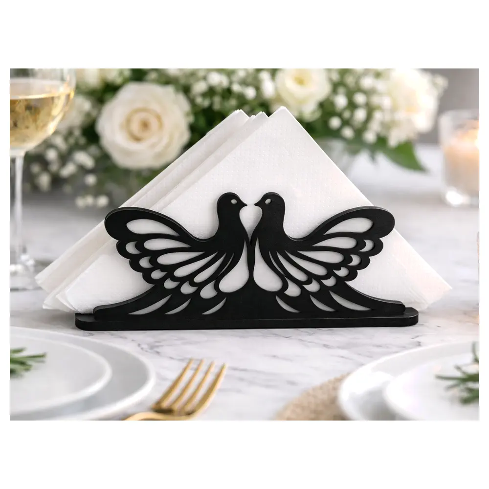Winged Pigeon Tabletop Holder Decorative Dining Accent Centerpiece Elegant Napkin Rack Home Decor