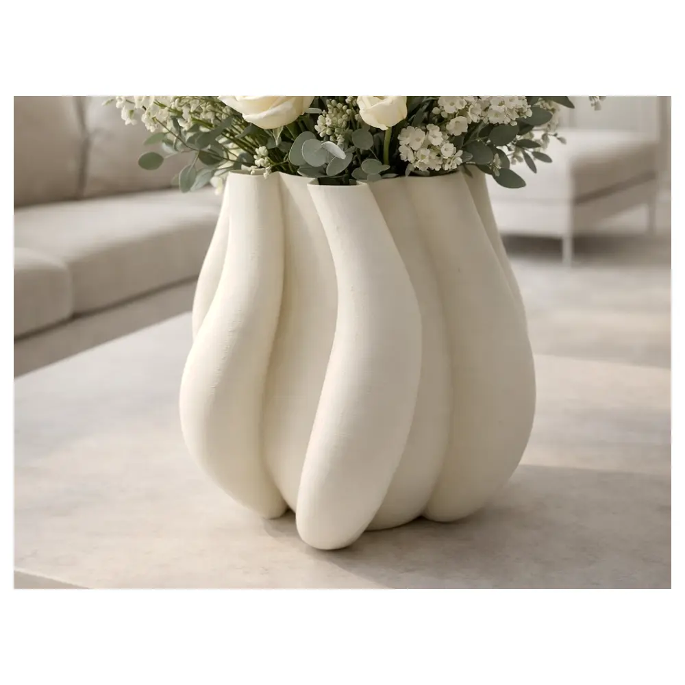 Sculptural Wave Vase Art Decoration Ceramic Sculpture Wave Form Home Decor Art Piece Modern Vase