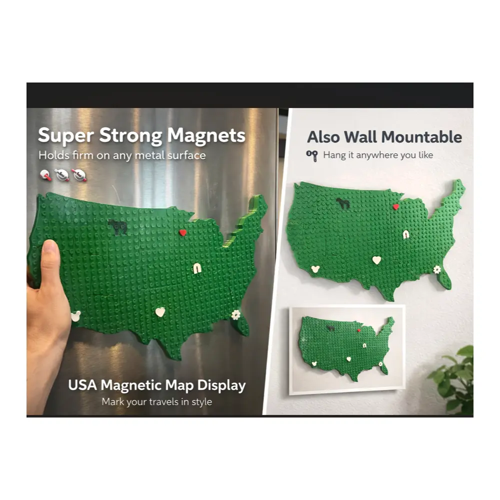 Travel Tracker Building Blocks Magnetic Map Wall Stickers Magnetic Tiles Tracking Puzzle Educational Toys Kids Gift