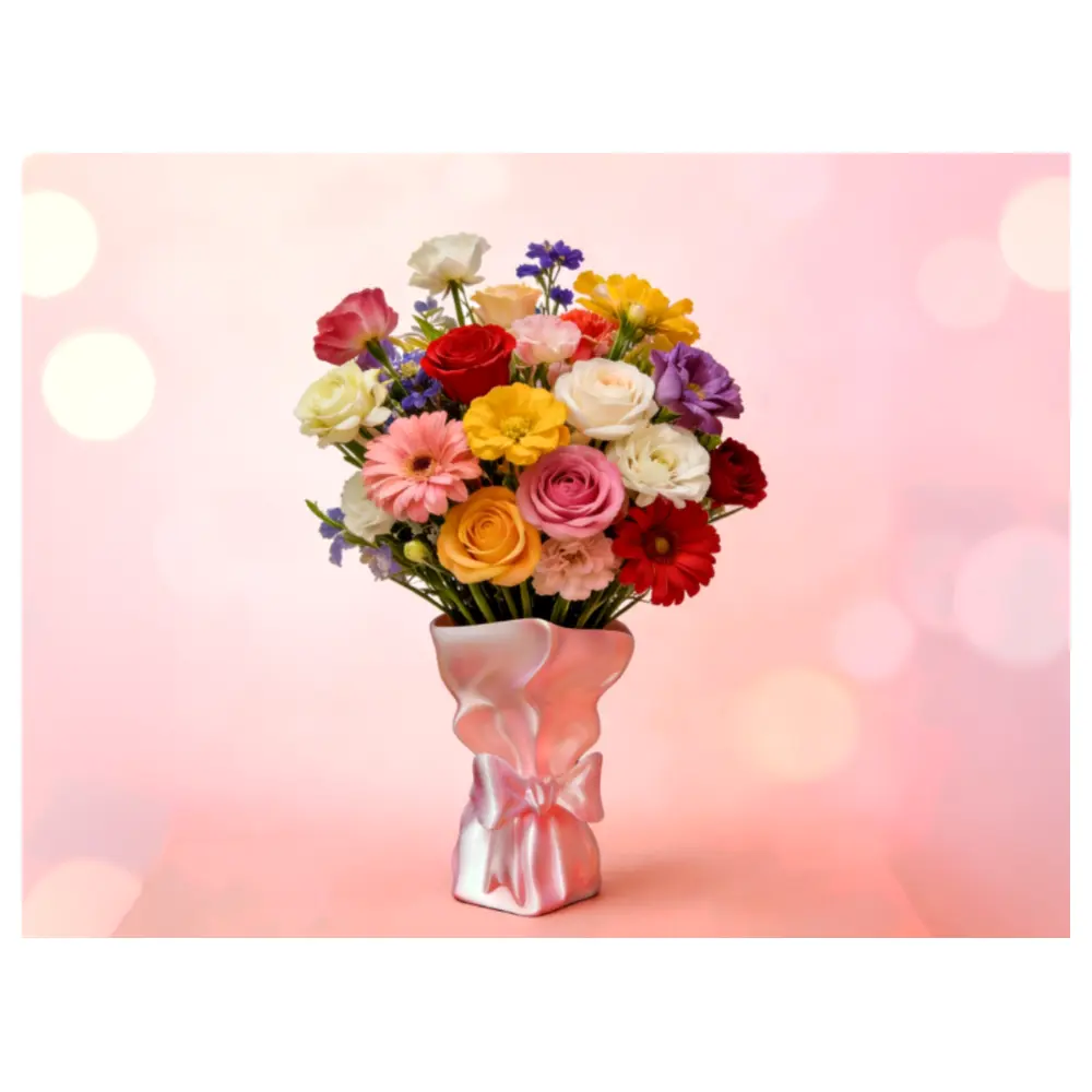 Silk Vase Decorative Object Home Decor Art Sculpture Silk Craft Silk Thread Decoration Vase Accessories