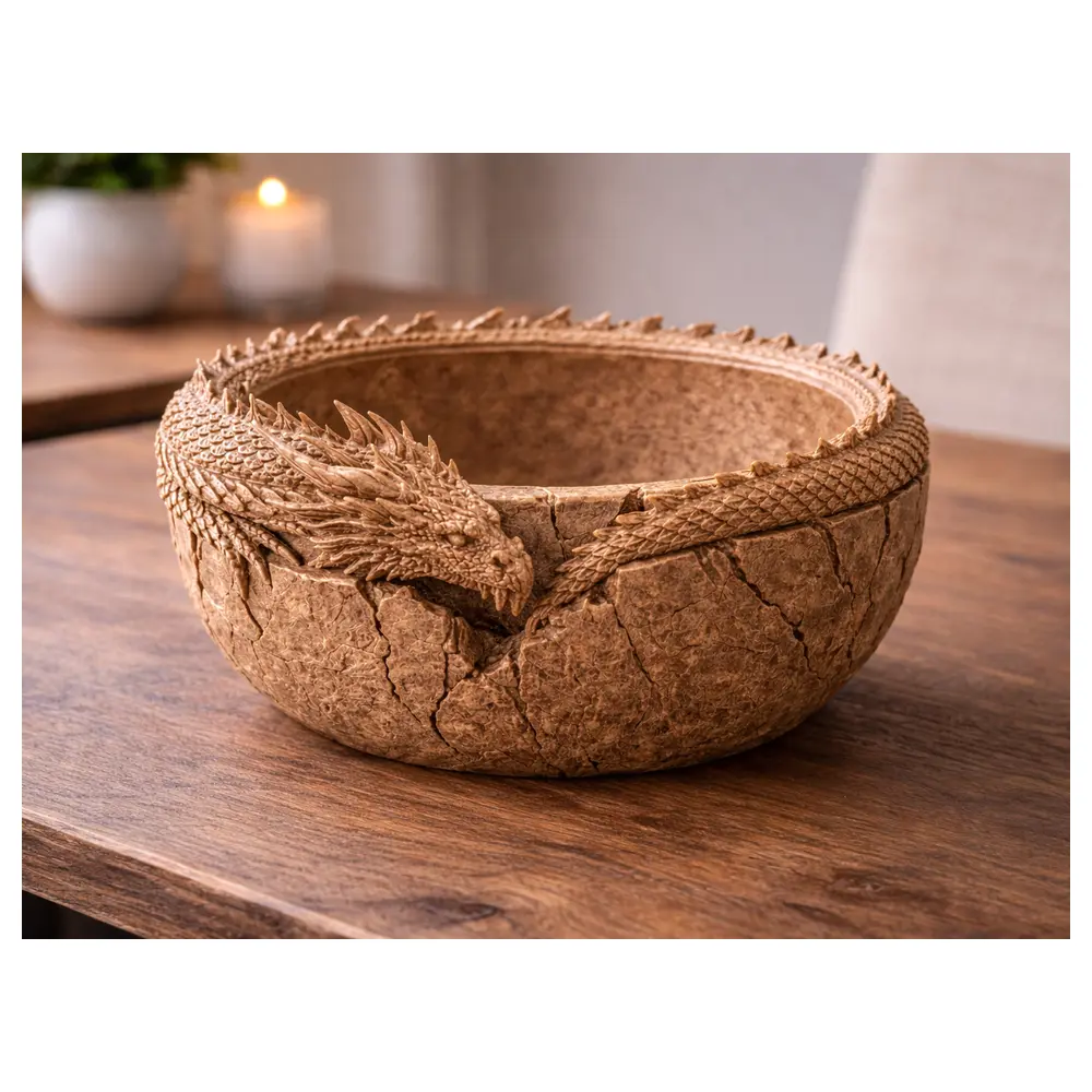 Coiled Dragon Fantasy Bowl Fantasy Dinnerware Ceramic Bowl Creative Dish Dragon Pattern Bowl Kitchenware Restaurant Dinnerware