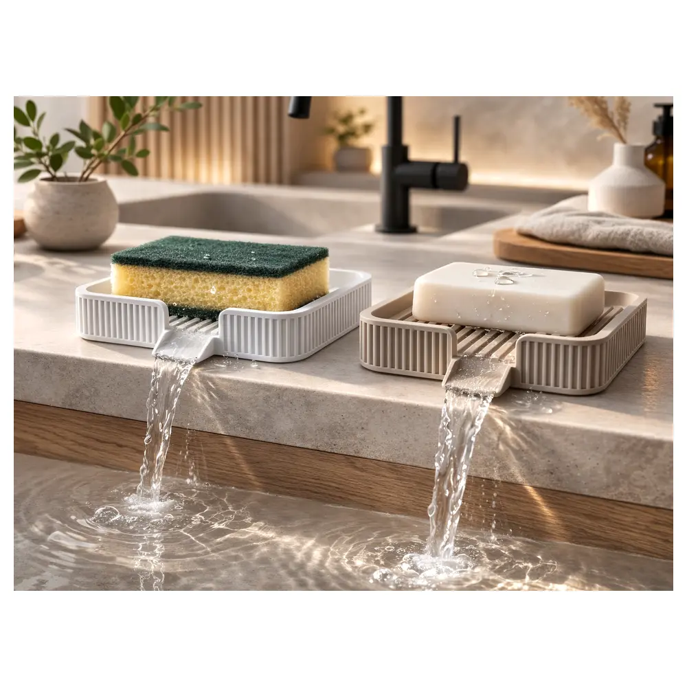 Drip Tray Sponge Soap Holder Organizer Kitchen Modern Minimalist Home Decor Storage Solutions Practical