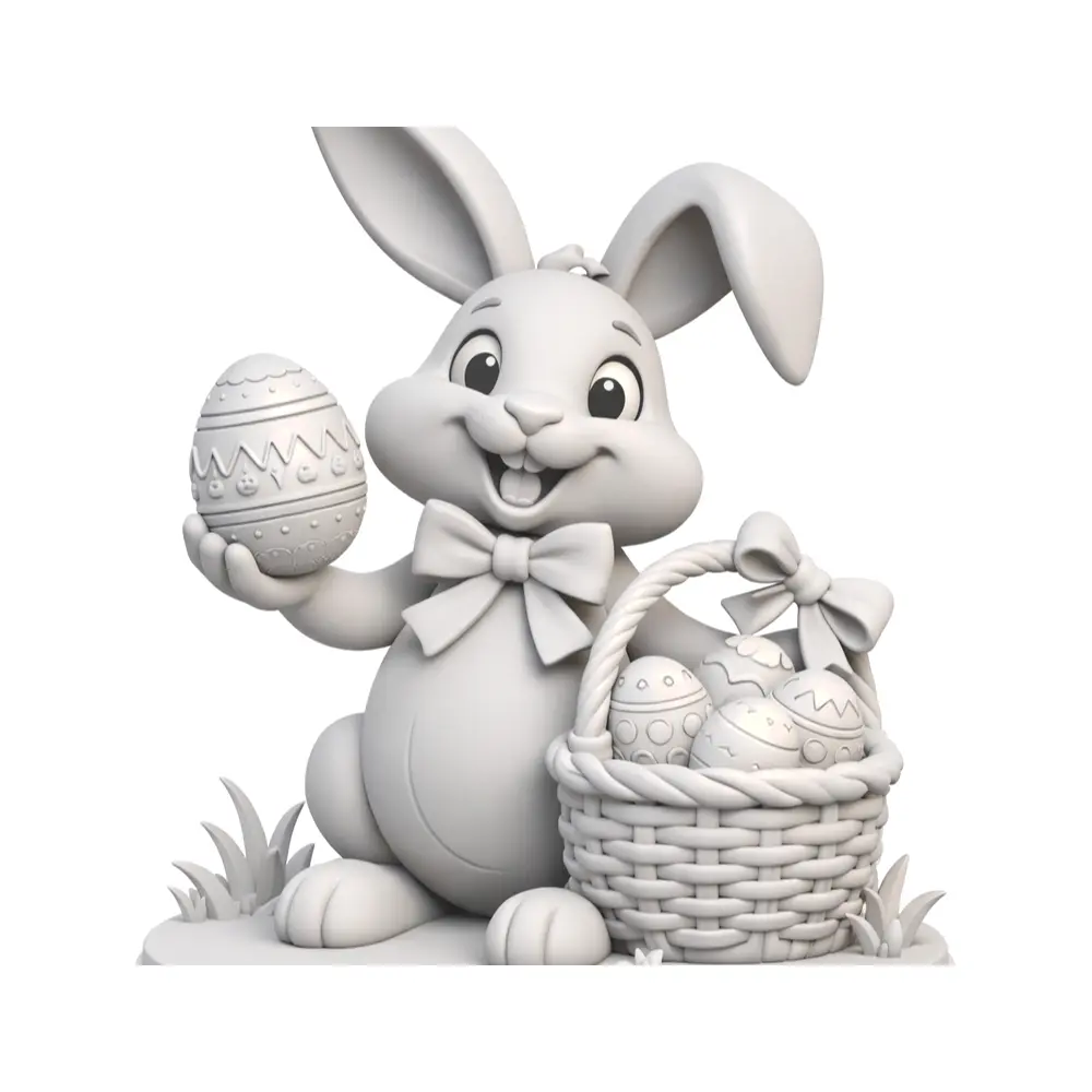 3D Cartoon Rabbit Easter Bunny Toy Basket Animation Character Holiday Gift
