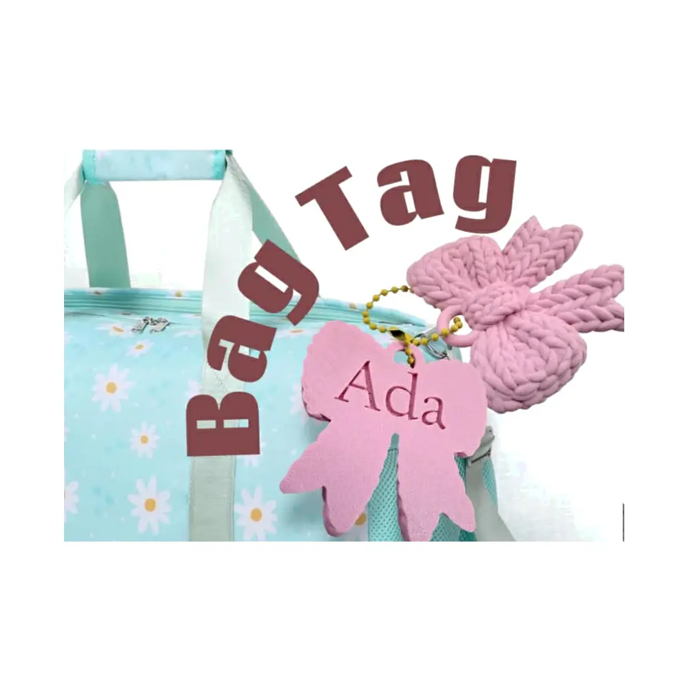 Knitted Bow Name Tags DIY Craft Labels Personalized Tags Custom Engraved Memorial Gifts