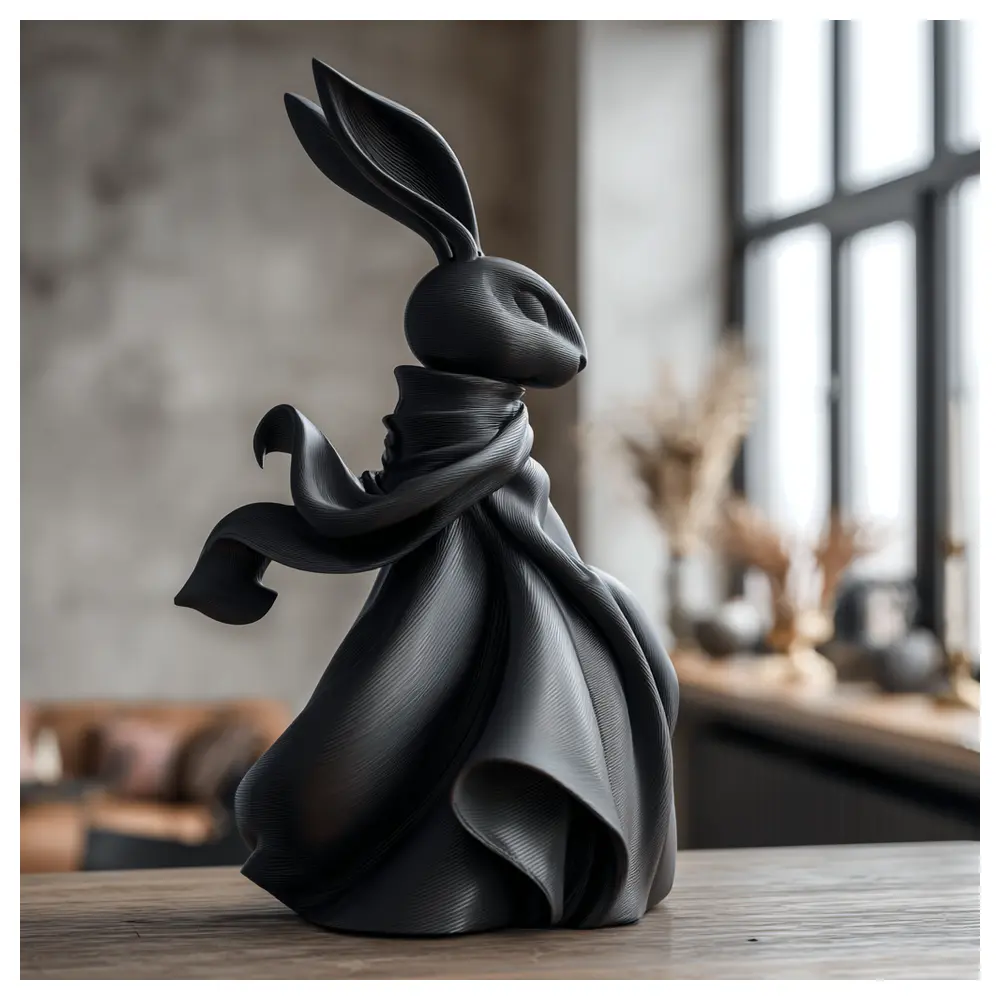 Midnight Wind Royal Rabbit Sculpture Decorative Figurine Art Collectible Display Scene