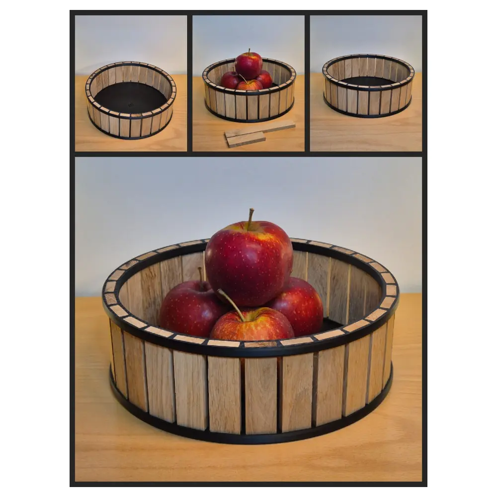 Wooden Fruit Bowl 25cm Wood Block Bowl Kitchen Serving Dish Salad Bowl Vegetable Bowl Container