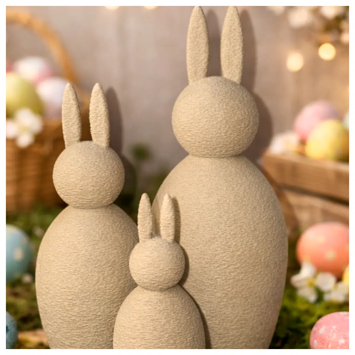 Easter Bunny Decor Rabbit Family Festive Decoration Easter Gift Creative Decoration Plaque