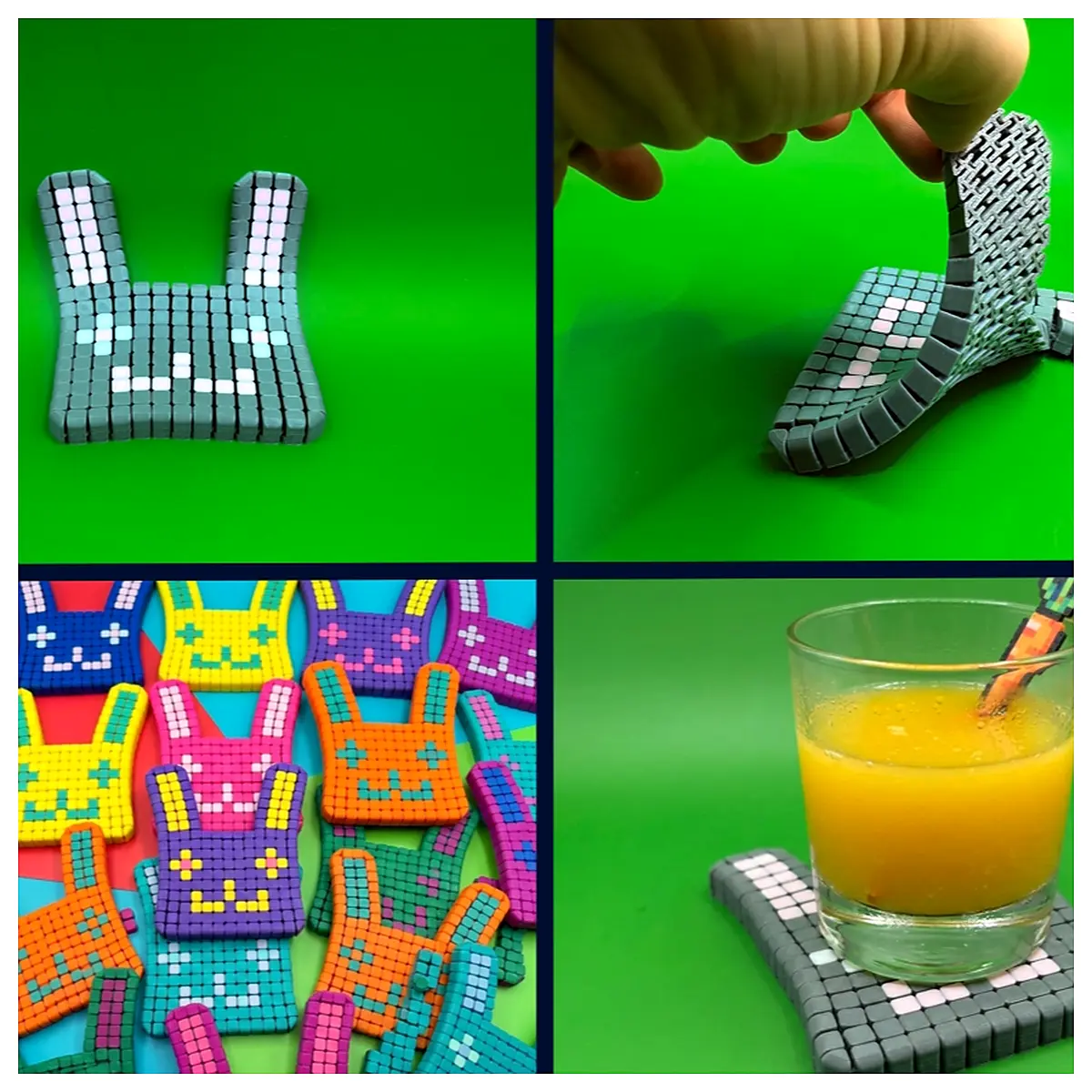 Mobile Rabbit Coasters Small Animal Desktop Decoration Creative Gift Rabbit Toy Party Supplies