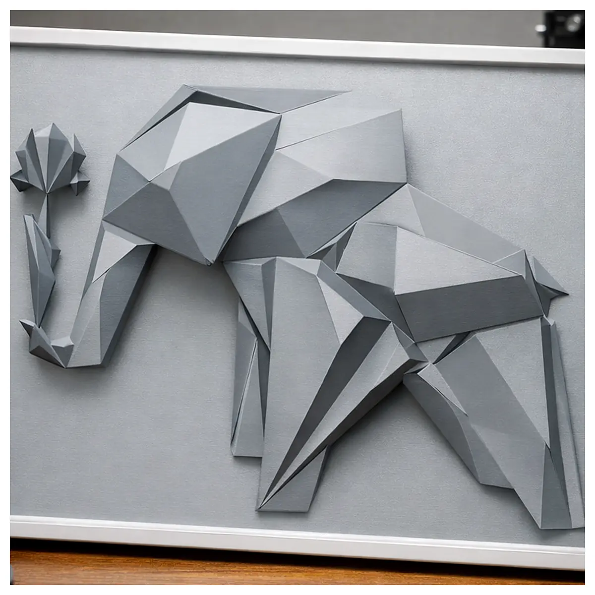 Geometric Relief Elephant Artwork Low Poly Digital Art 3D Print Model Decoration Wall Art