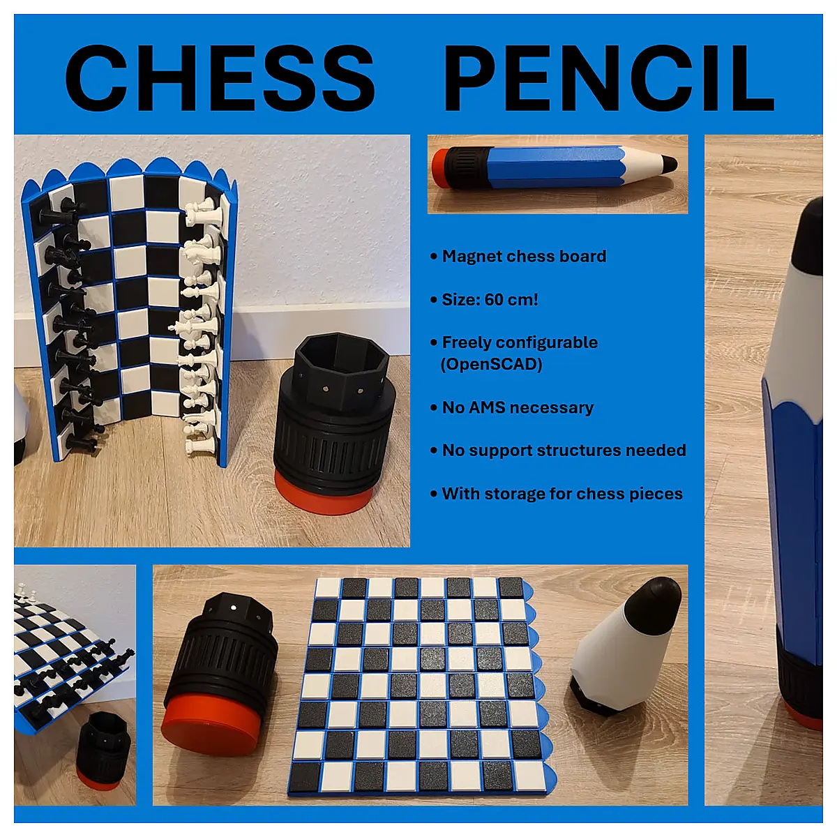 Folding Chessboard Game Board Chess Pencil Accessories Board Games Tabletop Games Chess Set Components