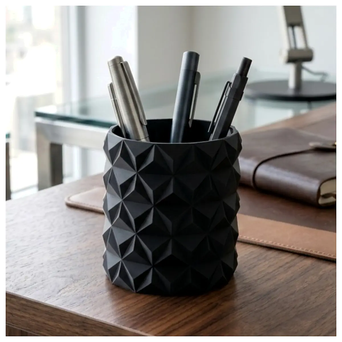 Geometric Pencil Holder Pen Cup Desk Organizer Stand Holder Multi Function Pen Support System Accessories
