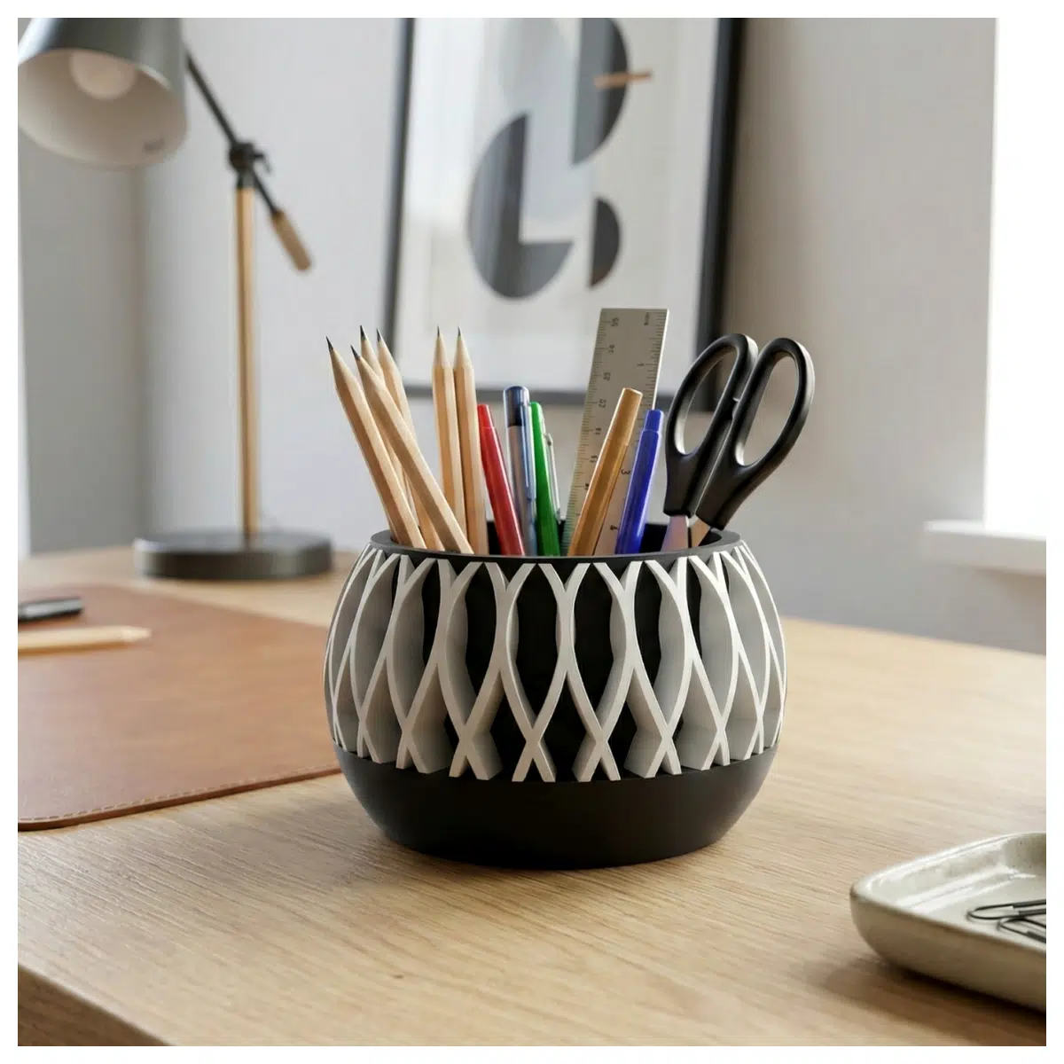 Modern Geometric Pencil Cup Desk Organizer Office Study Supply Holder Multi Function Pen Case Creative Home Decor
