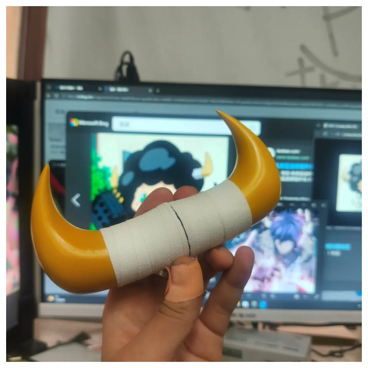 Blue Nose Horns Family Teacher Model Figure Collectible Anime Accessory Realistic Desktop Decoration