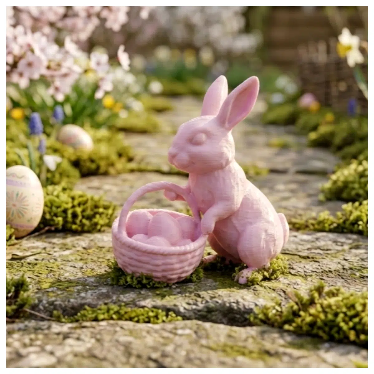 Easter Bunny with Basket Plush Toy Easter Decoration Kids Gift Festive Surprise