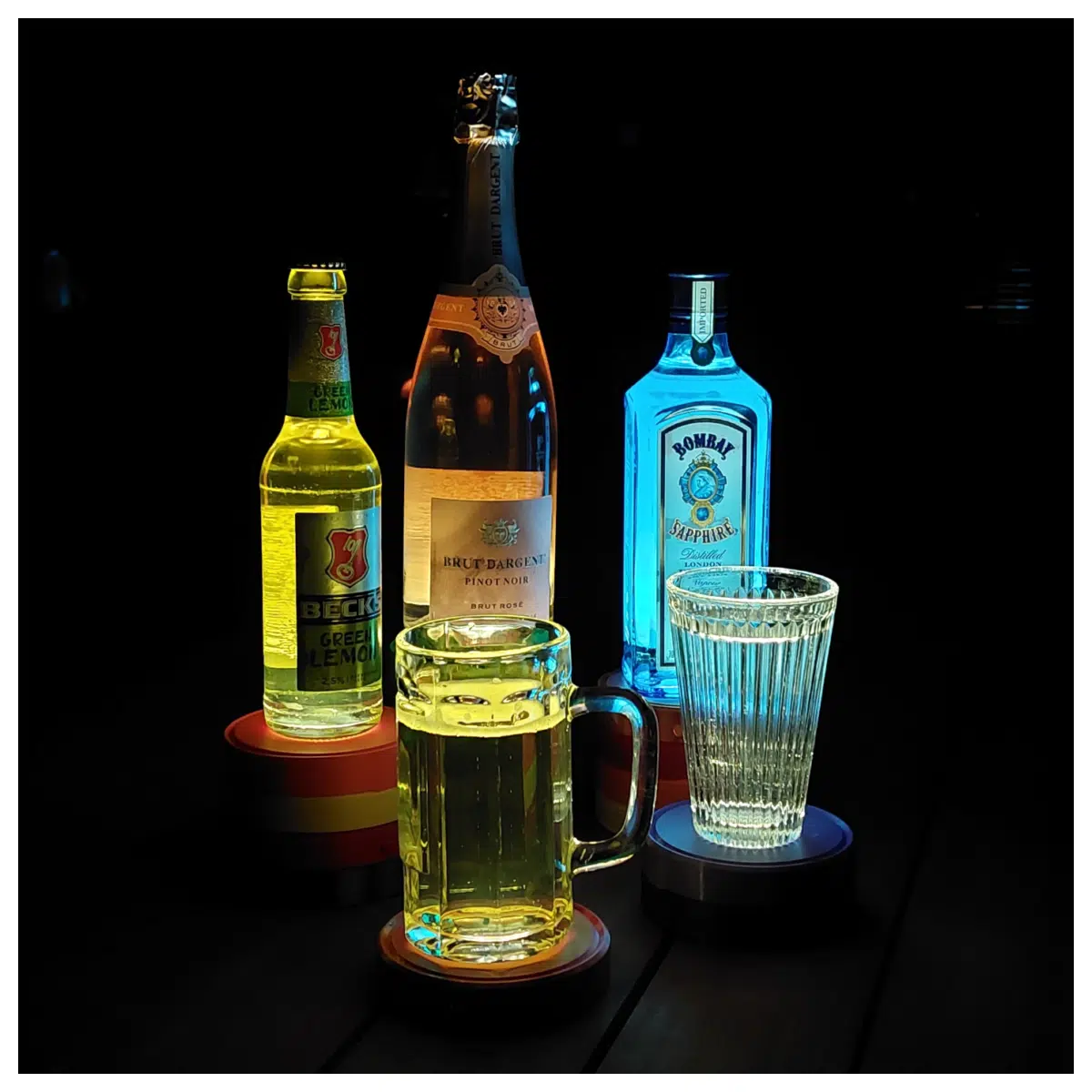 Glowing Coasters Creative Desktop Decoration Hotel Bar Coffee Shop Lighting Spot Coasters Spot Mats Spot Night Lights