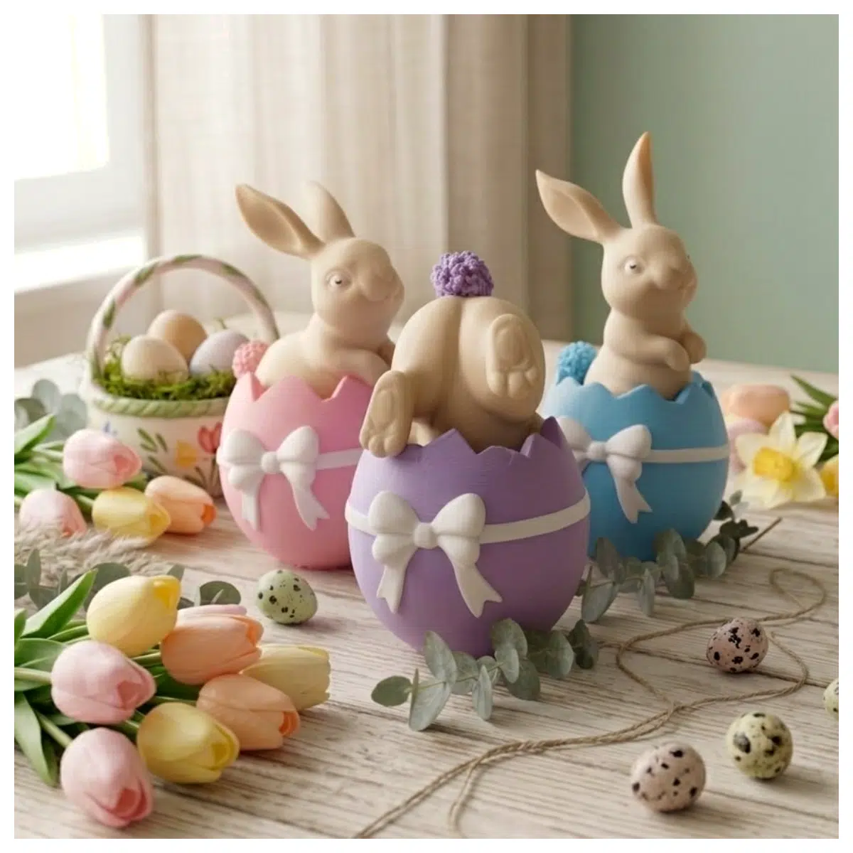 Easter Bunny Decorations Egg Carton Cute Animal Figures Collection Holiday Gift Set Decor Accessories Easter Rabbit Decor Cute Animal Figures Holiday