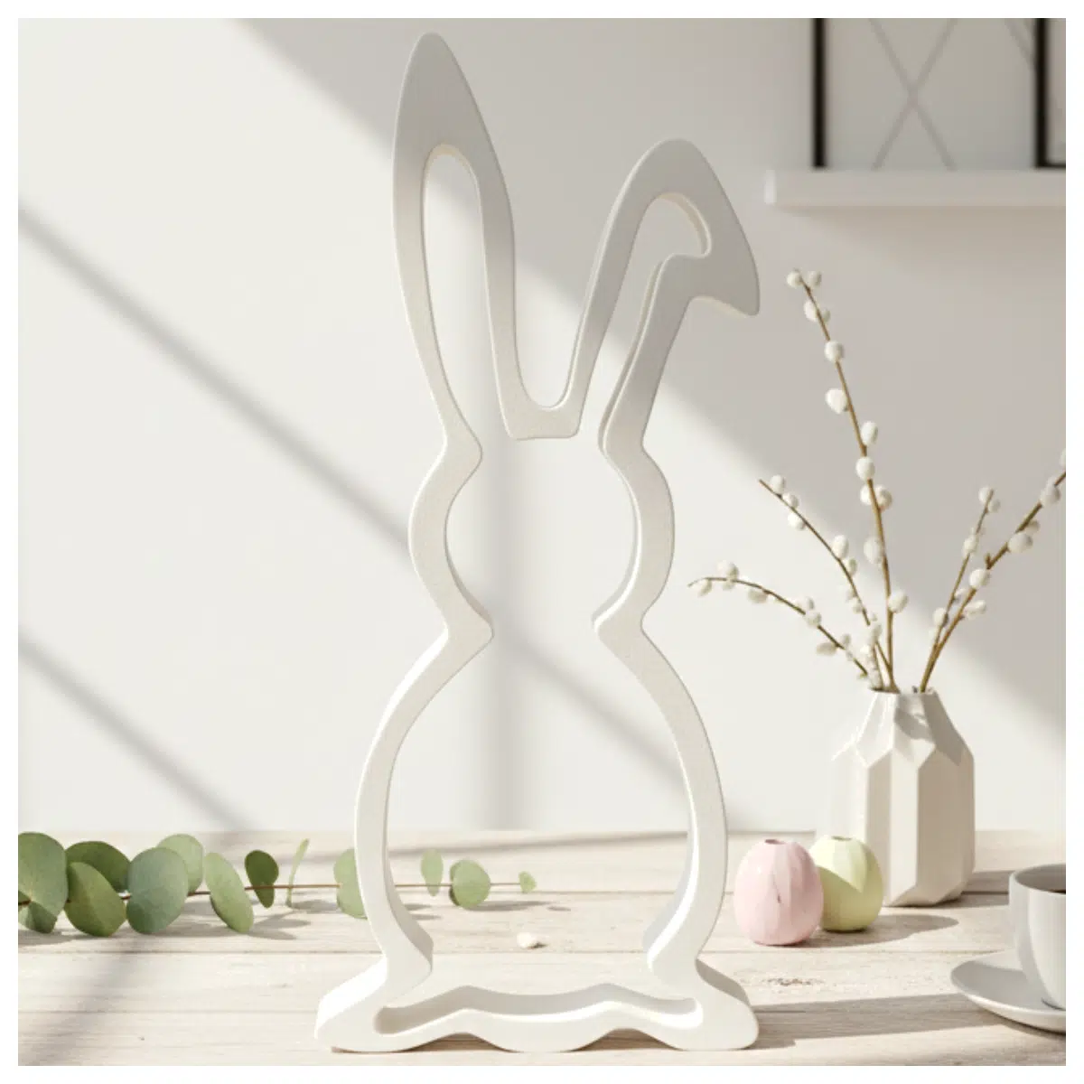 Minimalist Easter Bunny Print Template Fast Easy DIY Paper Craft Home Decor Kids Handcraft
