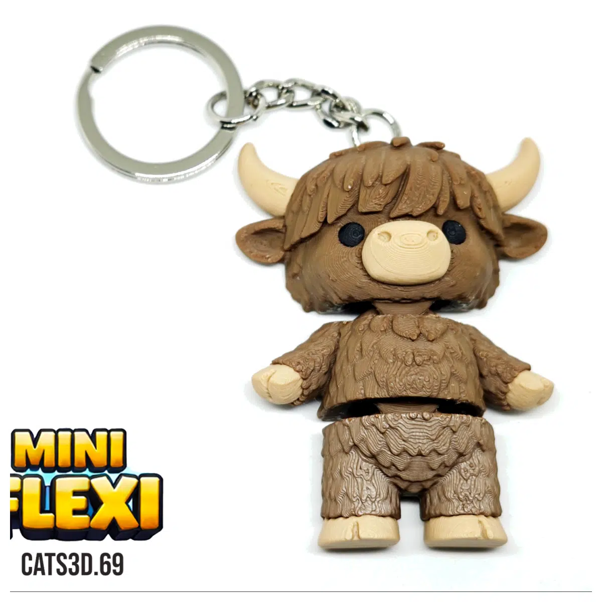 Highland Cow Mini Lively Keychain Cute Animal Figurine Desktop Decoration Pet Memorial Fun Small Gift