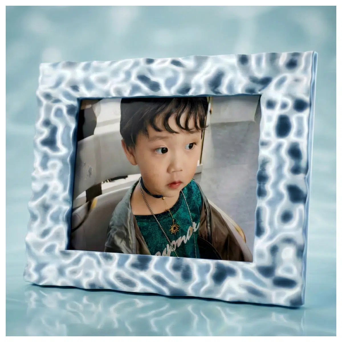 Silk Blue Wave Picture Frame 4 Inch Soft Frame Decorative Photo Frame Gift Accessory