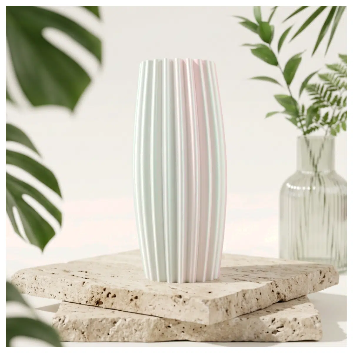 Coiled Vase 3D Printing Model Elegant Ribbed Flower Vase Design Easy Print Decoration Art