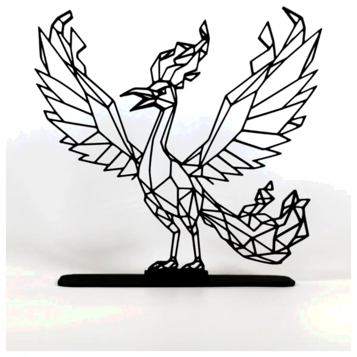 Low Poly Geometric Phoenix Model 3D Printing Accessories Decoration Flame Effect Indoor Decor Toy Scene