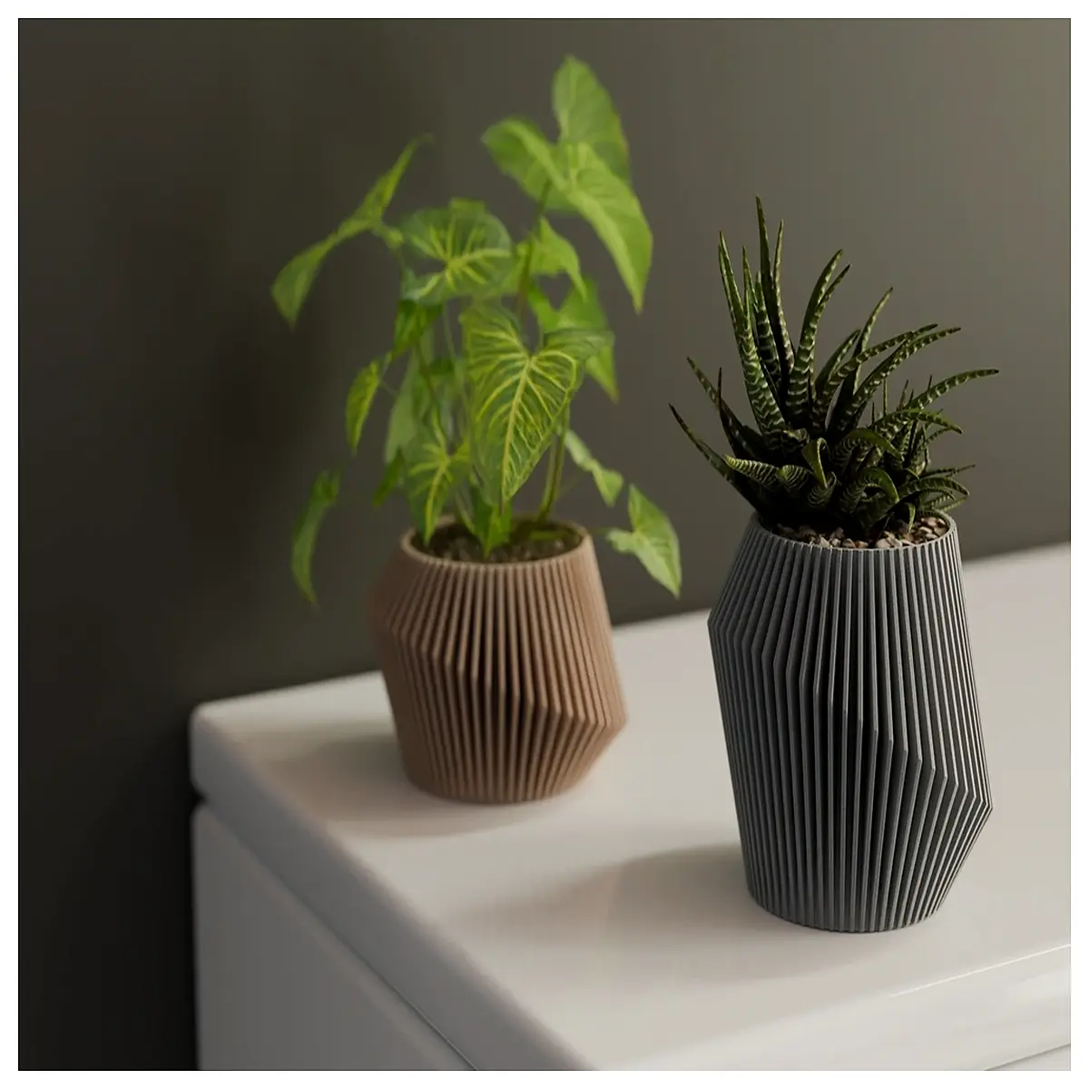 Modern Ribbed Plant Pots Decorative Flower Vases for Indoor Plants 2 s