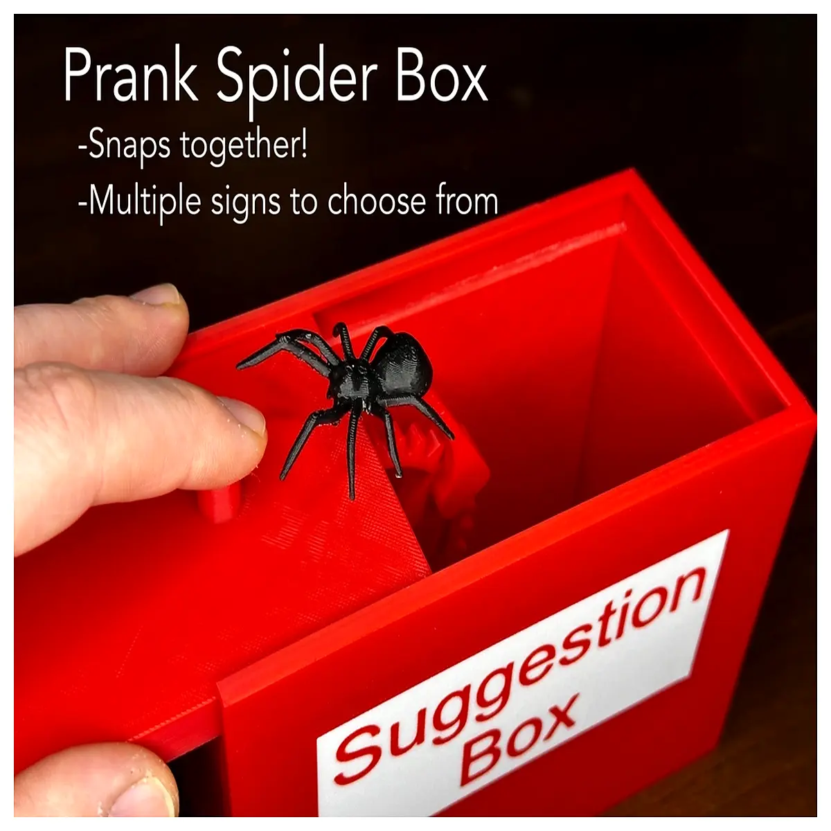 spider in box with snap lid prank toy for horror party tricks