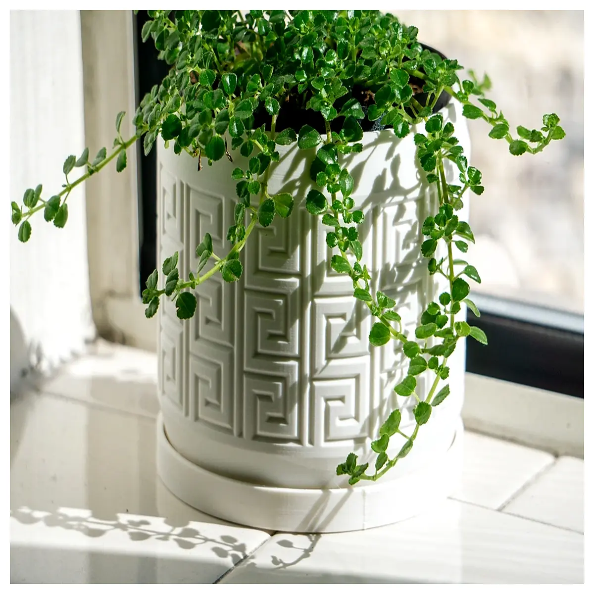 Aztec Pattern Flower Pot Pressed Flower Planter with Drainage Drip Tray Indoor Garden Decor Planter Flower Pot Pressed Flower