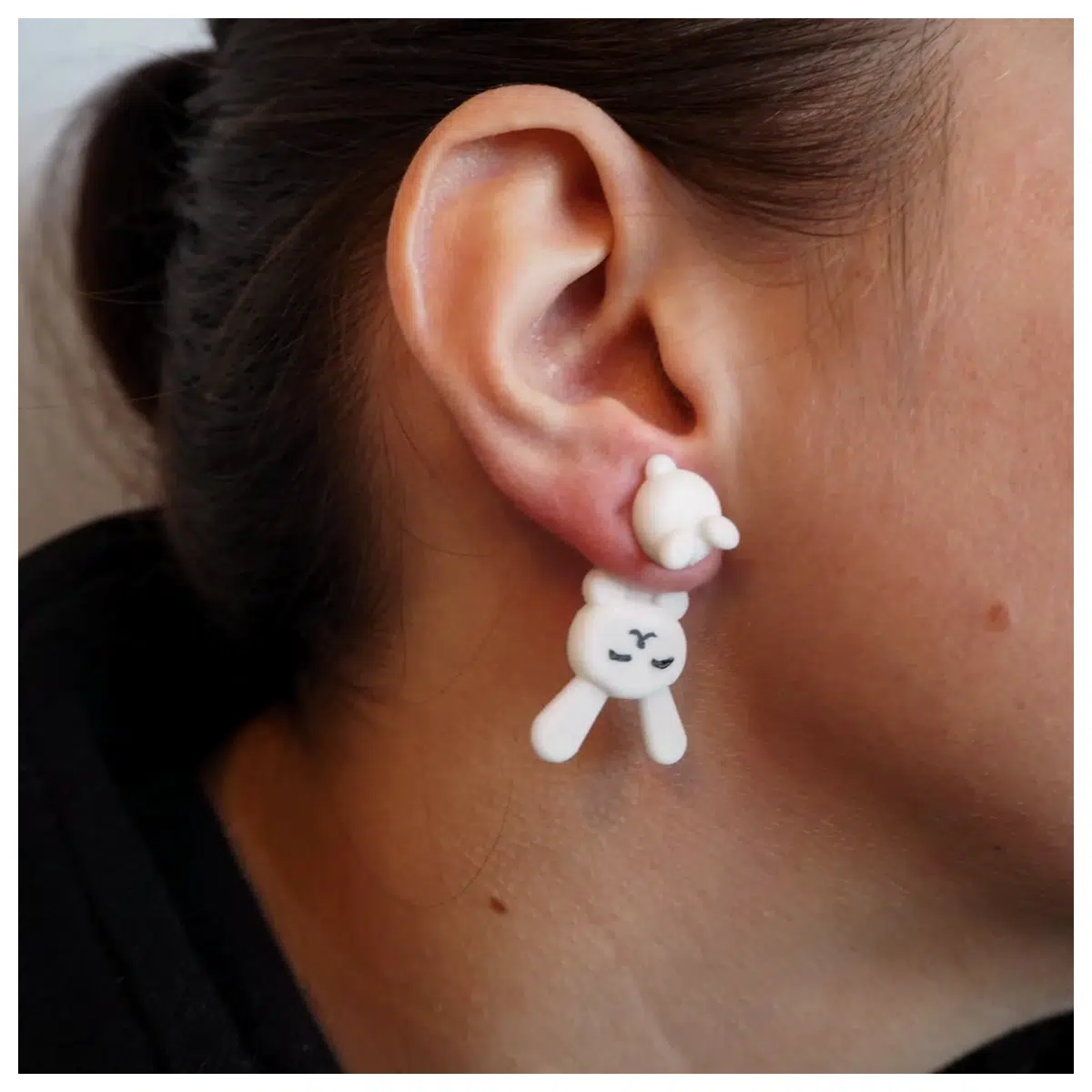 cute bunny rabbit earrings for women gold silver hoop dangle jewelry gift