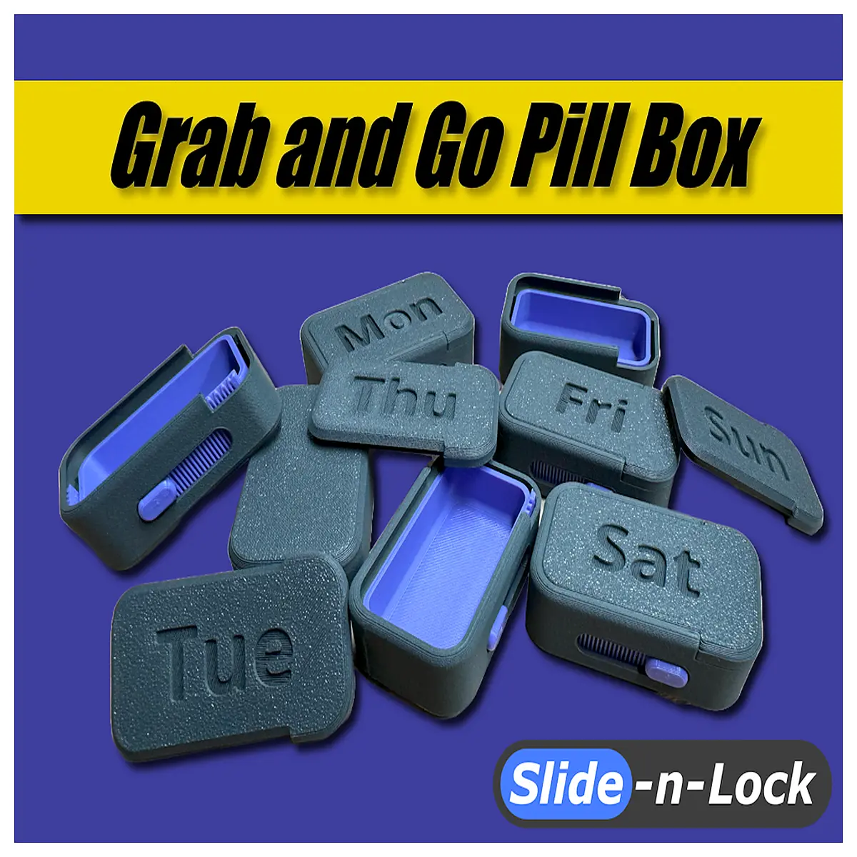 Portable Pill Organizer Slider Lock Medication Travel Case Storage Box Medical Small Box